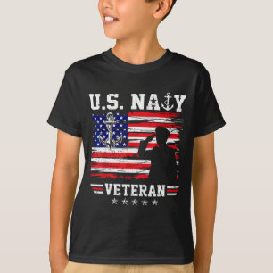 Camiseta Bandeira patriótica do veterano naval dos EUA mari