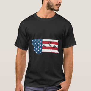 Camiseta Bandeira Patriótica Dos Eua Do Estado De Montana P