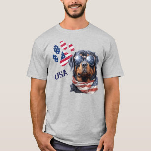 Camiseta Bandeira Patriótica dos EUA Imprima o Rottweiler
