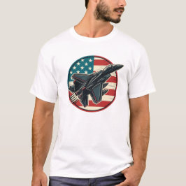 Camiseta Bandeira Patriótica e F-15 Jet