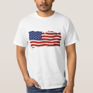 Camiseta Bandeira patriótica esfarrapada dos EUA do Grunge