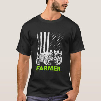 Camiseta Bandeira Patriótica Farmer Com Trator Para Homens