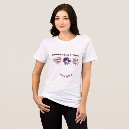 Camiseta Bandeira Patriótica Gráfica Paz Amor América