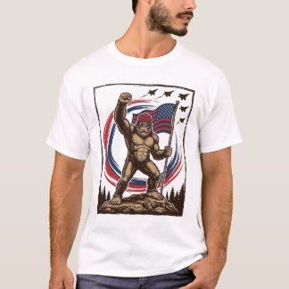 Camiseta Bandeira Patriótica Sasquatch Vintage