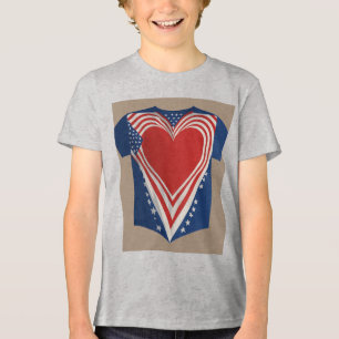 Camiseta Bandeira Patriótica Sobre o Coração – Vetor Minima
