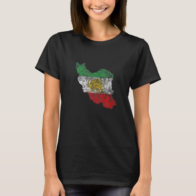Camiseta Bandeira Persa e Mapa do Orgulho Iraniano Persia (Frente)