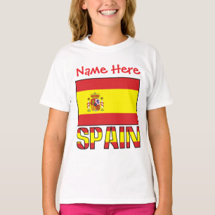 Camiseta Bandeira Personalizada da Espanha Meninas Herança