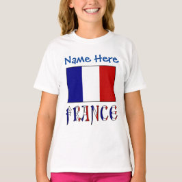 Camiseta Bandeira Personalizada da França Garotas Heritage
