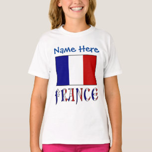 Camiseta Bandeira Personalizada da França Garotas Heritage