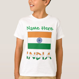Camiseta Bandeira Personalizada da Índia Presente Meninos