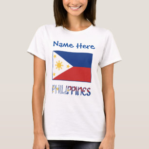 Camiseta Bandeira Personalizada das Filipinas Herança Femin