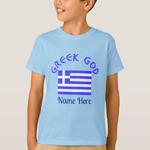 Camiseta Bandeira Personalizada do Deus Grego para Meninos 