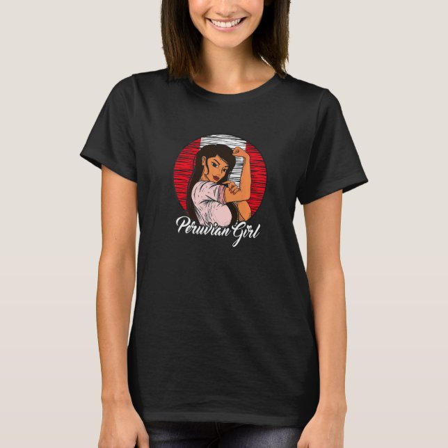Camiseta Bandeira Peruana Peru Menina Peruana   (Frente)