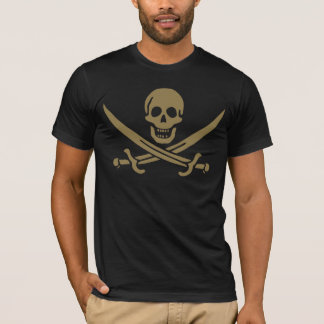 Camiseta Bandeira pirata Caveira de Ouro e Espadas de Calic