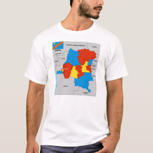 Camiseta bandeira política do mapa do país de zaire