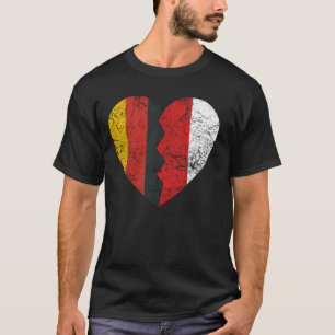 Camiseta Bandeira Polonesa alemã Heart Alemanha Polônia Fla