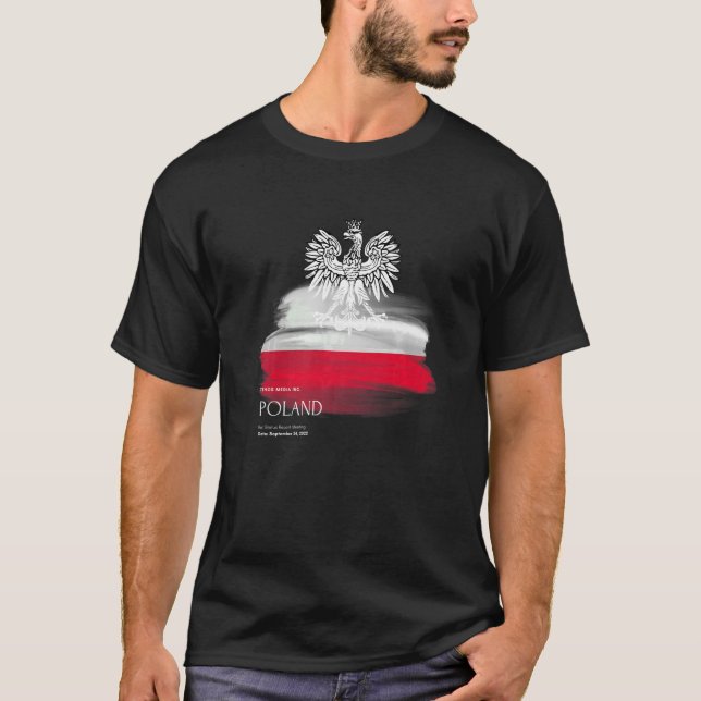 Camiseta Bandeira polonesa patriótica Polska Souvenir Love  (Frente)