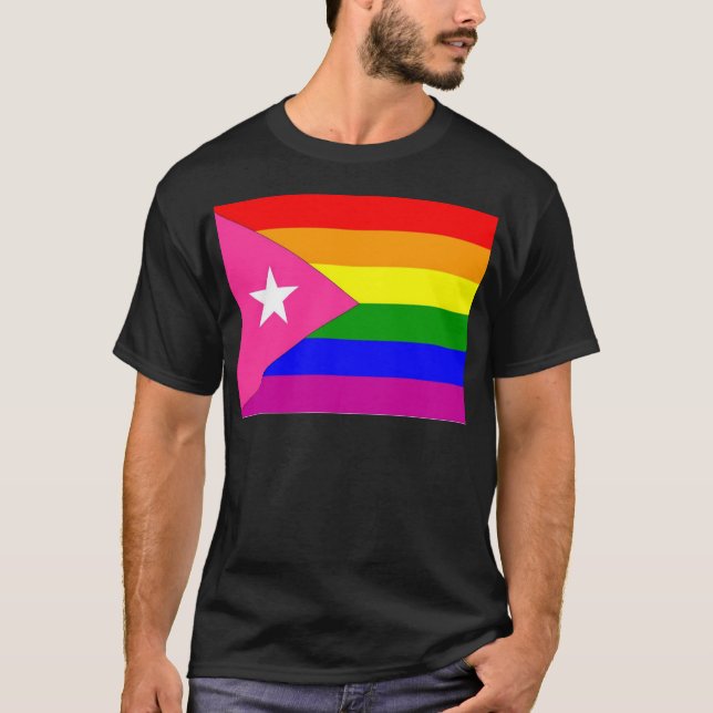 Camiseta Bandeira porto-riquenha do orgulho gay (Frente)