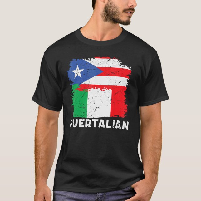 Camiseta Bandeira Porto-Riquenha E Italiana Puertalian (Frente)