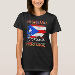 Camiseta Bandeira Porto-Riquenha Herança Hispânica Boricua
