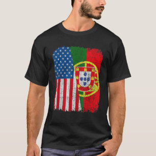 Camiseta Bandeira Portuguesa Americana Half USA Portugal Ro