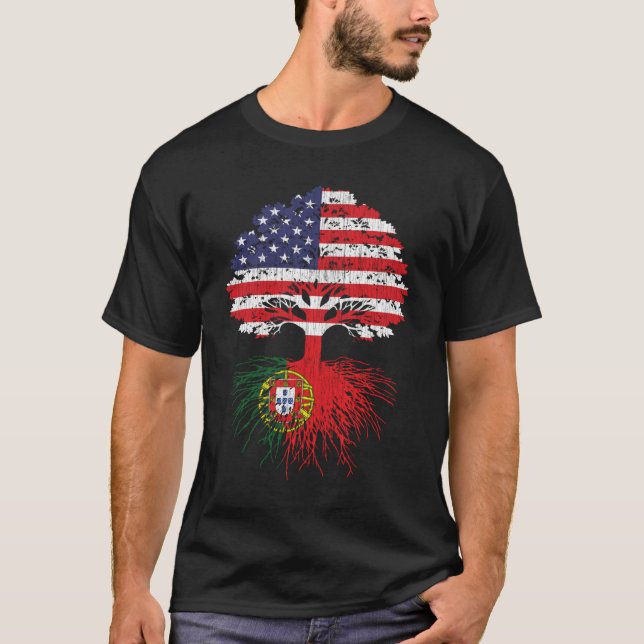 Camiseta Bandeira Portuguesa das Raízes Americanas Cultivad (Frente)
