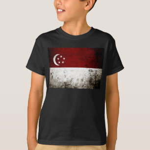 Camiseta Bandeira preta de Singapore do Grunge