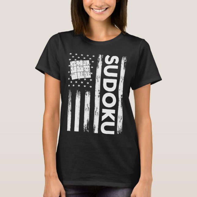 Camiseta Bandeira Quebra-cabeça Sudoku Americano (Frente)