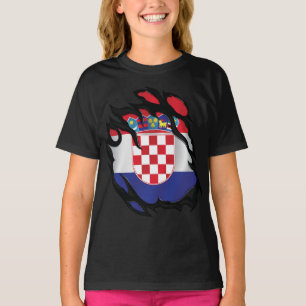 Camiseta Bandeira Rasgada da Croácia