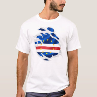 Camiseta Bandeira rasgada de Cabo Verde