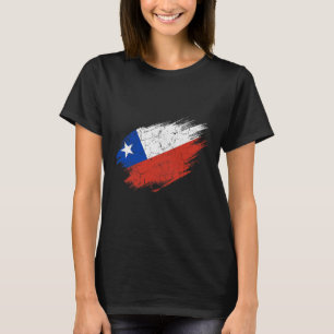 Camiseta Bandeira Rasgada de Fã de Futebol Chileno Orgulho 