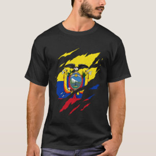 Camiseta Bandeira Rasgada do Equador para Orgulho Equatoria