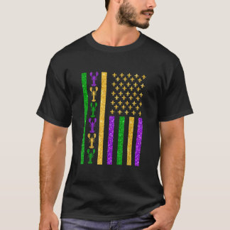 Camiseta Bandeira Retro Americana Mardi Gras EUA Bandeira M