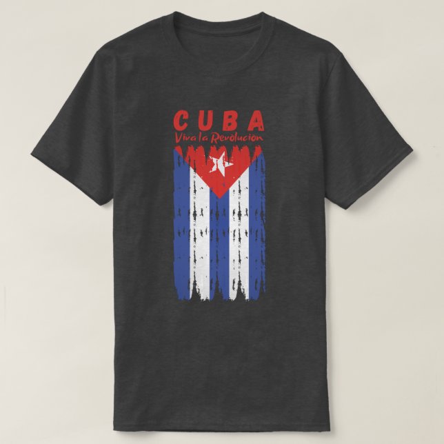 Camiseta Bandeira Retro Cuba Viva a Revolução  (Frente do Design)
