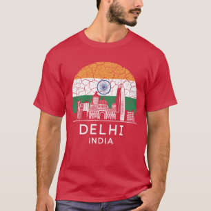 Camiseta Bandeira retro da cidade de Delhi na Índia