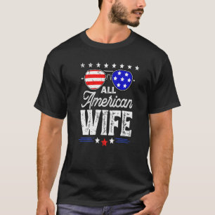 Camiseta Bandeira Retro EUA Esposa Americana Patriótica 4 D