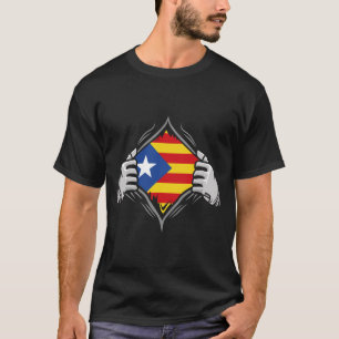 Camiseta Bandeira Reveladora da Catalunha com Duas Mãos