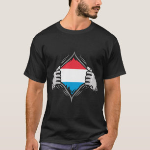 Camiseta Bandeira Reveladora de Duas Mãos do Luxemburgo