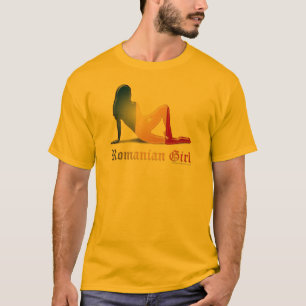 Camiseta Bandeira romena da silhueta da menina