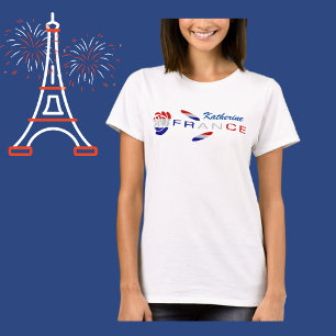 Camiseta Bandeira Rosa personalizada feminina francesa