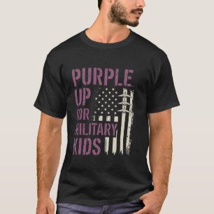 Camiseta Bandeira Roxa para Crianças Militares Mês da crian