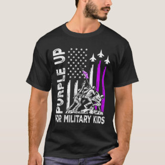 Camiseta Bandeira Roxa Para Crianças Militares Mês da Crian