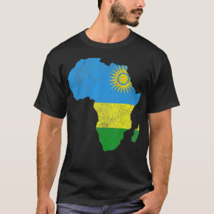 Camiseta Bandeira Ruanda África Silhuette Contínua Presente