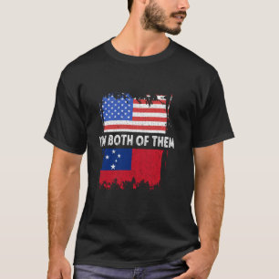 Camiseta Bandeira Samoa Eu sou ambos EUA América Samoan Roo