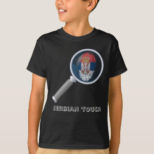 Camiseta Bandeira sérvio da impressão digital do toque