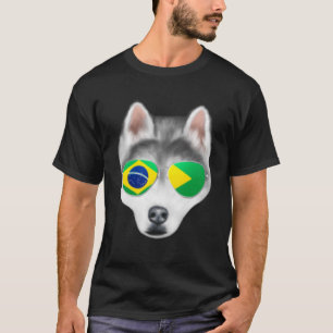Camiseta Bandeira Siberiana - Cachorro Siberiano - Brasil