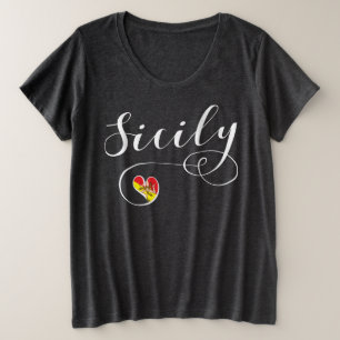 Camiseta Bandeira siciliano do coração, Sicília