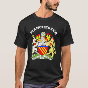 Camiseta Bandeira Souvenir do Brasão de Armas de Manchester