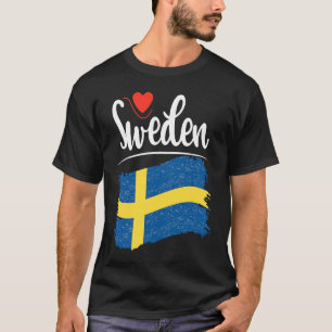 Camiseta Bandeira Sueca Eu Amo Suécia Escandinávia