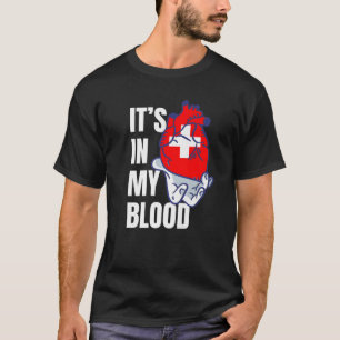 Camiseta Bandeira suíça Cardíaca Veias de Sangue Suiça